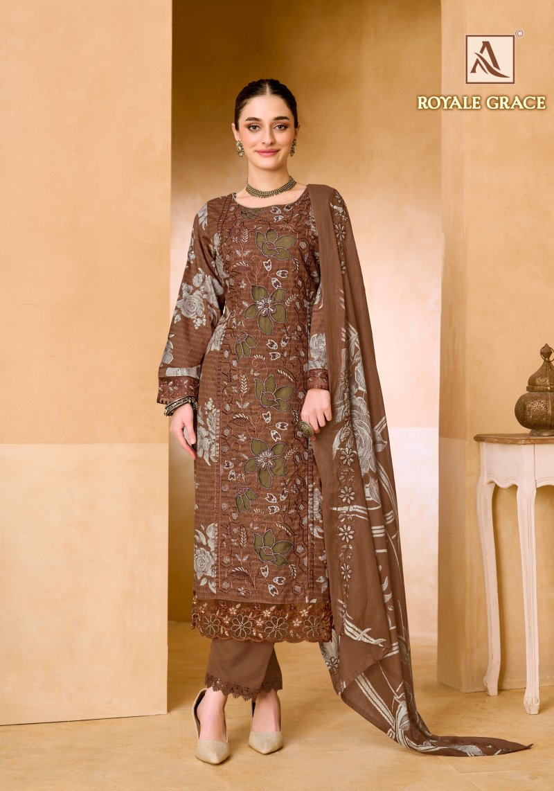 Royale Grace By Alok Cambric Cotton Dress Material
